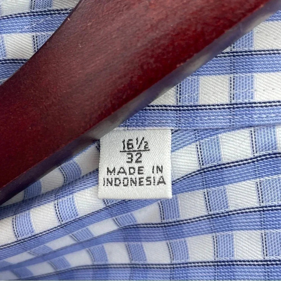 Ike Behar Performance 100 Plaid Button Down long Sleeve Shirt Men's 16.5 -8461/b - Picture 7 of 10